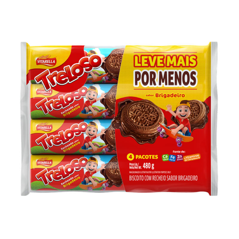 Biscoito Recheado Treloso Brigadeiro 480g