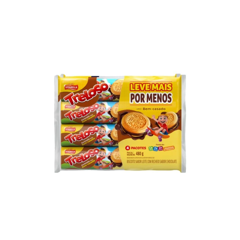 Biscoito Recheado Treloso Bem Casado 480g