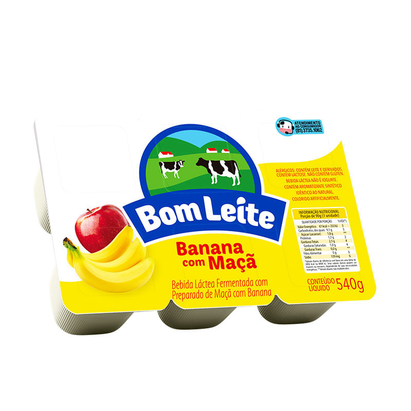 Bebida Láctea Bom Leite Banana com Maçã 540g