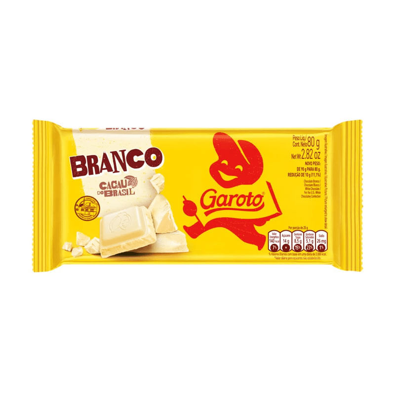 Barra de Chocolate Garoto Chocolate Branco 80g