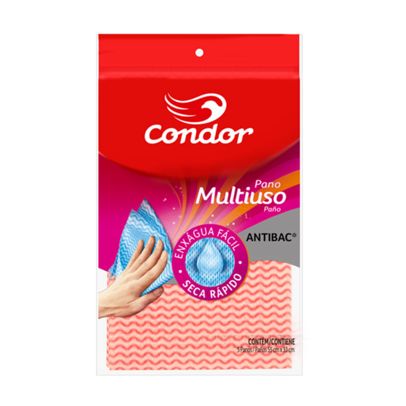 Pano Multiuso Condor 1673 Folha Rosa