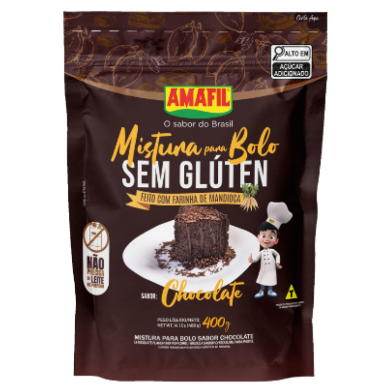 Mistura Para Bolo Amafil Sem Glúten Chocolate 400g