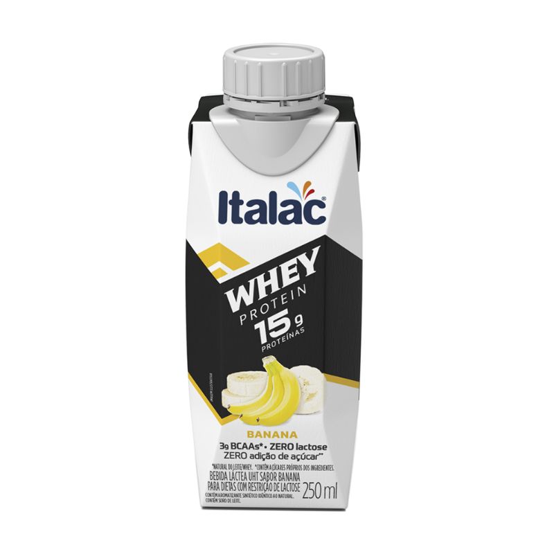 Bebida Láctea Italac  Banana Zero Lactose 15g Whey 250ml