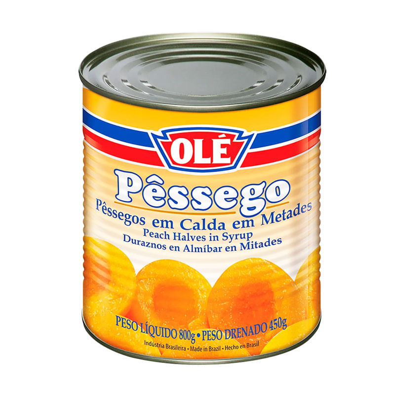 Pêssegos em Calda em Metade Olé 450g