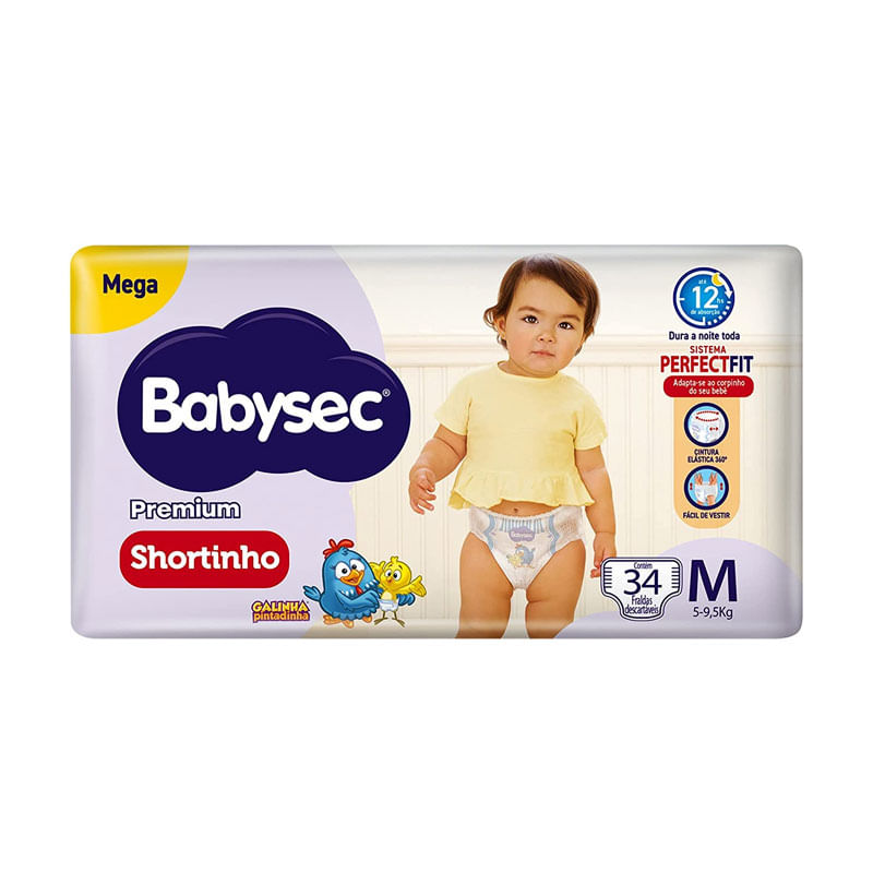 Fralda Babysec Shortinho Mega M 34un
