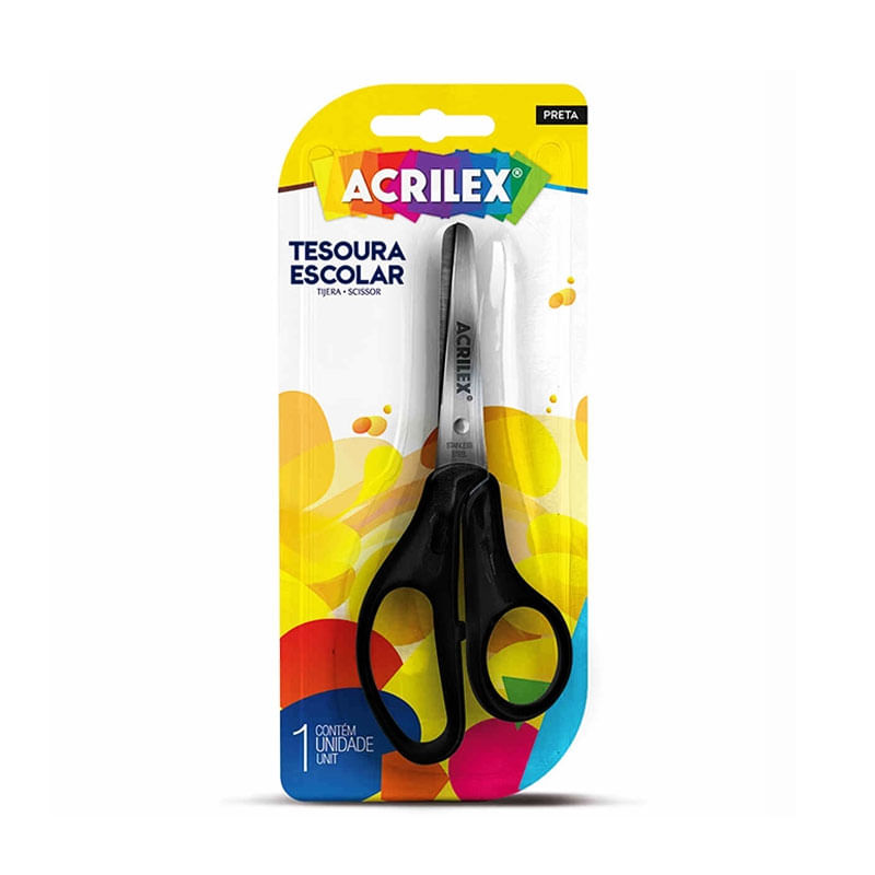 TESOURA ESCOLAR ACRILEX CABO PRETO