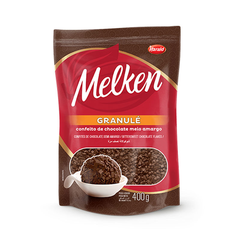 Cobertura Melken Granulé Harald 400g Chocolate Meio Amargo
