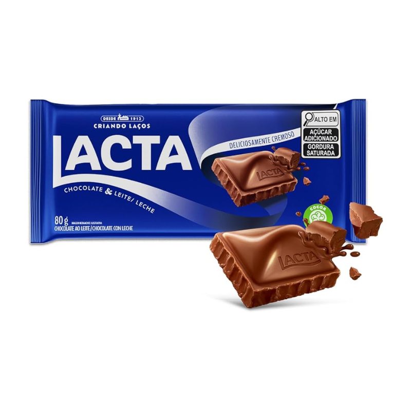Barra de Chocolate Lacta Chocolate ao Leite 80g