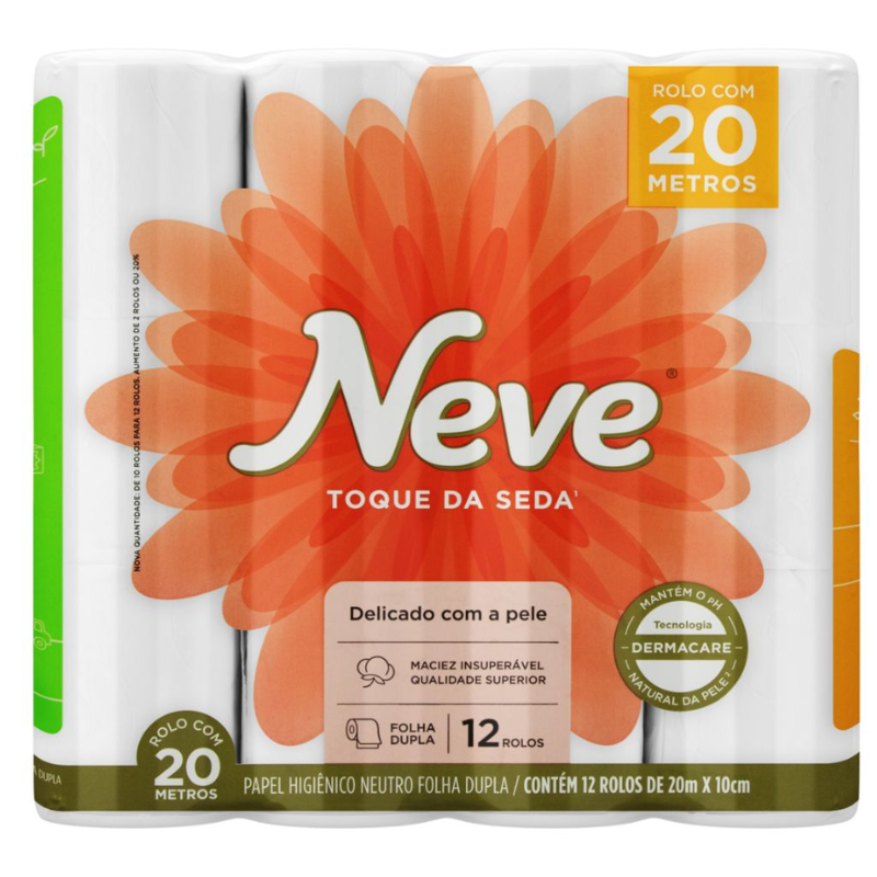 Papel Higiênico Neve Folha Dupla Toque de Seda 20m 10un