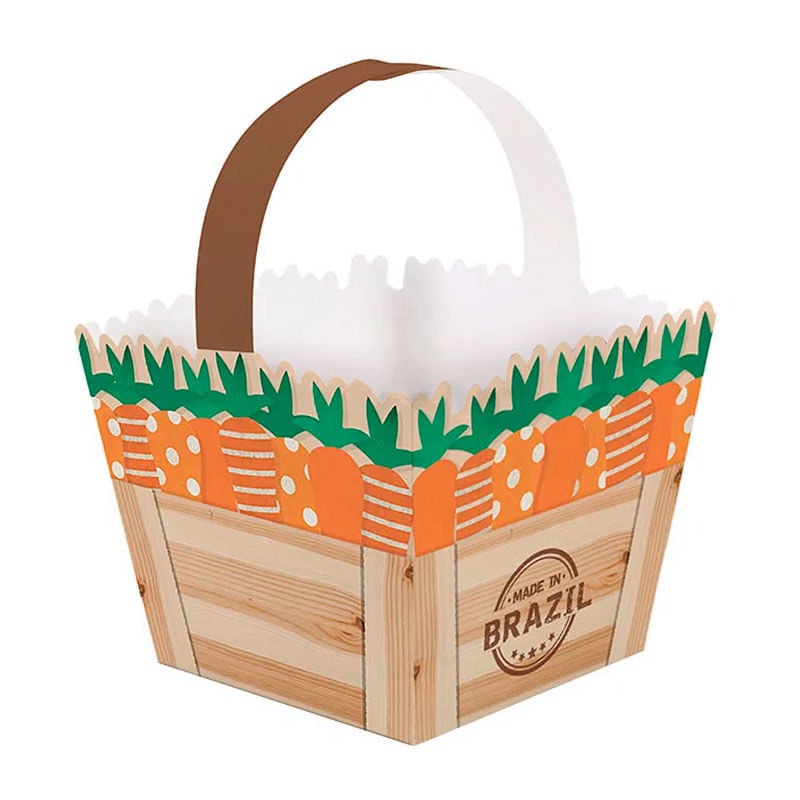 Caixa Cesta Kraft Cenoura 9cm X 9cm X  9cm com 10un
