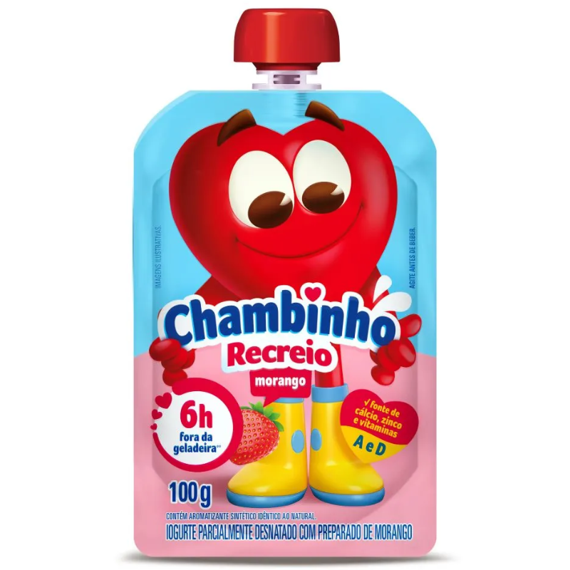 Chambinho Pouch Iogurte Morango 100g