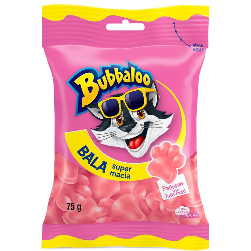 Bala Tutti Frutti Patinhas Bubbaloo Pacote 75g