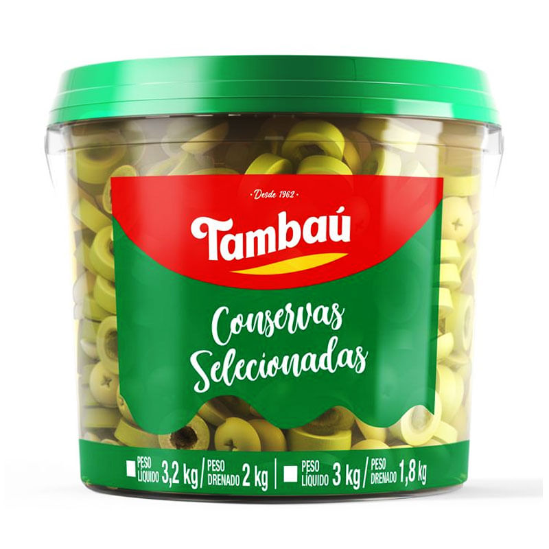 Azeitona Verde Fatiada Tambau 1,8kg