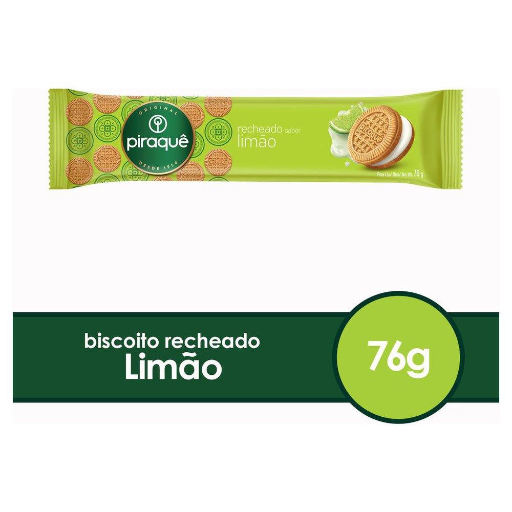 Biscoito Recheio Limão Piraquê Pacote 76g