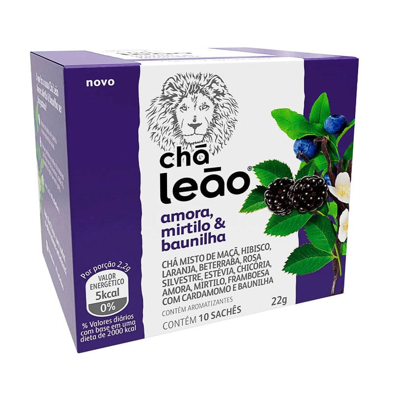 Chá Leão Amora, Mirtilo e Baunilha 22g