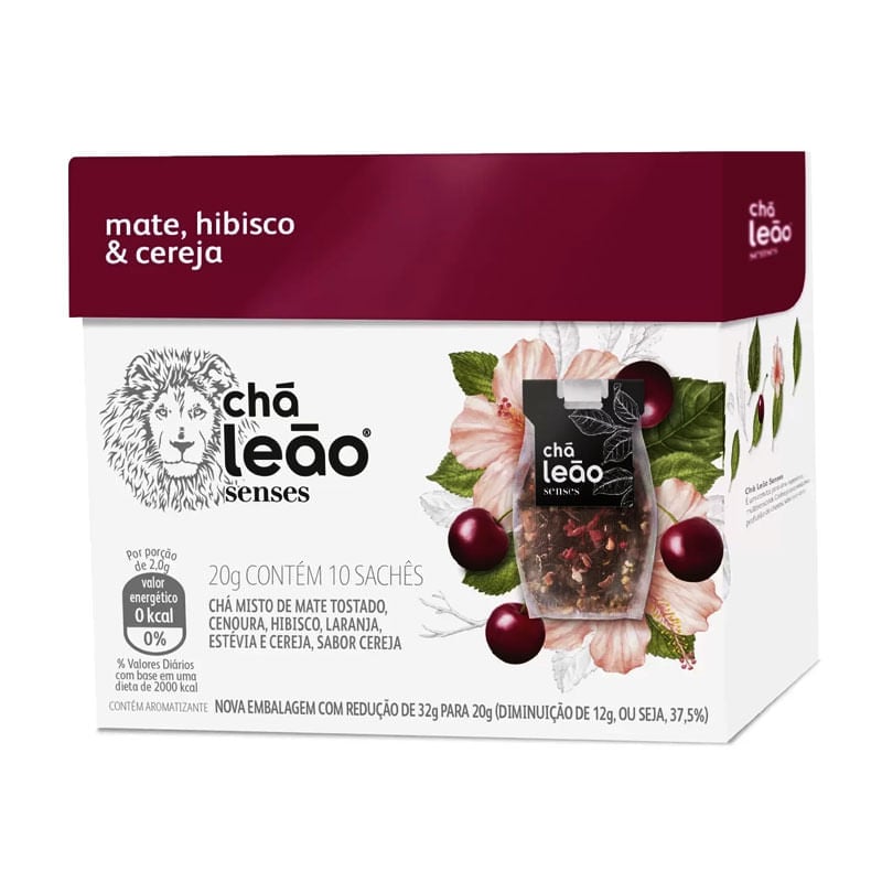 Chá Leão Senses Mate Hibisco & Cereja 20g