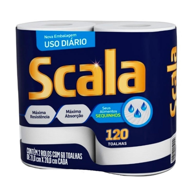 Papel Toalha Scala Folha Simples 21X20  2 Rolos 