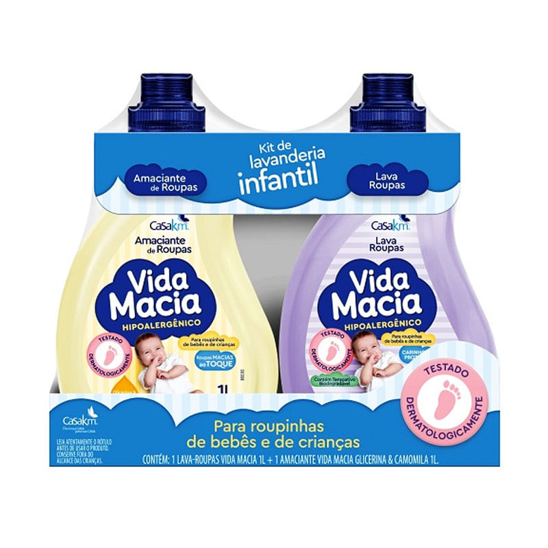 Kit Lava Roupa+Amaciante Vida Macia 1L