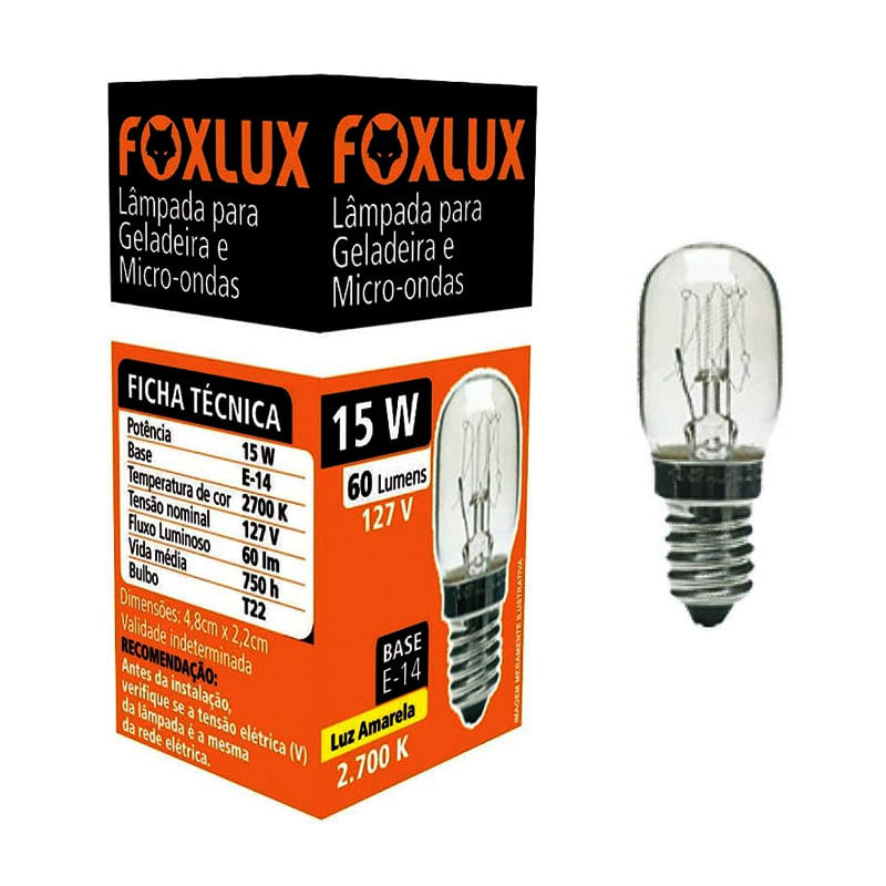 As Lâmpada Geladeira/Micro-ondas 15w 127v E-14