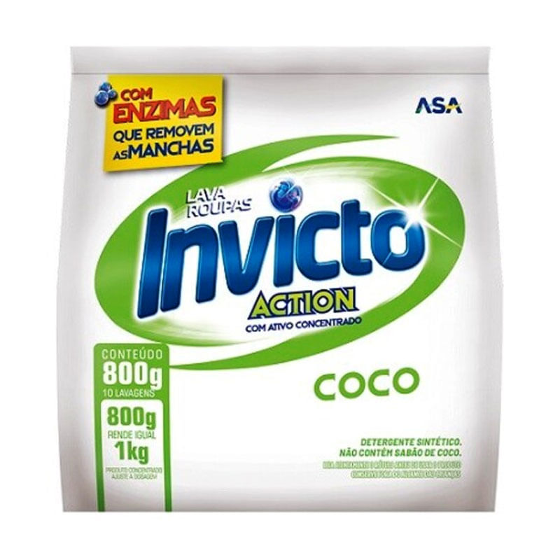 Sabão em Pó Invicto Action Coco 800g