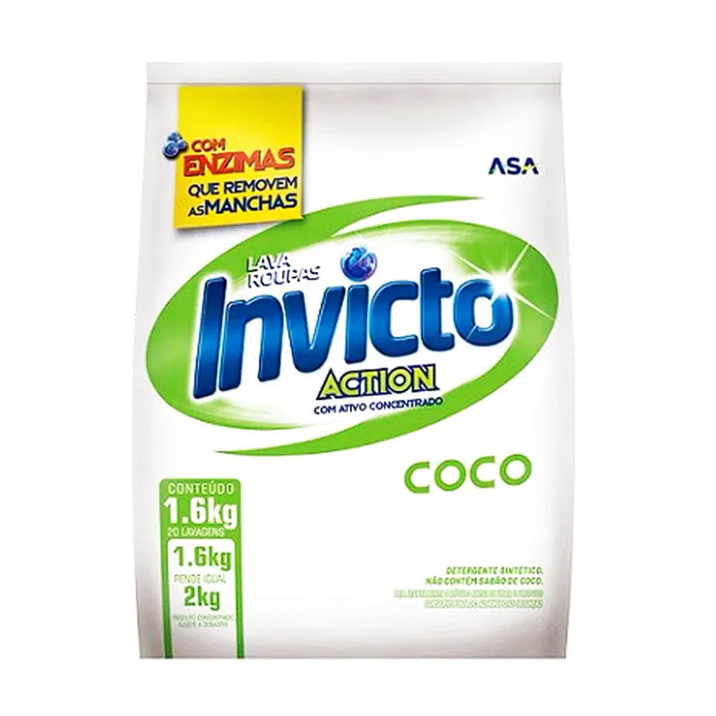 Sabão em Pó Invicto Action Coco 1,6kg