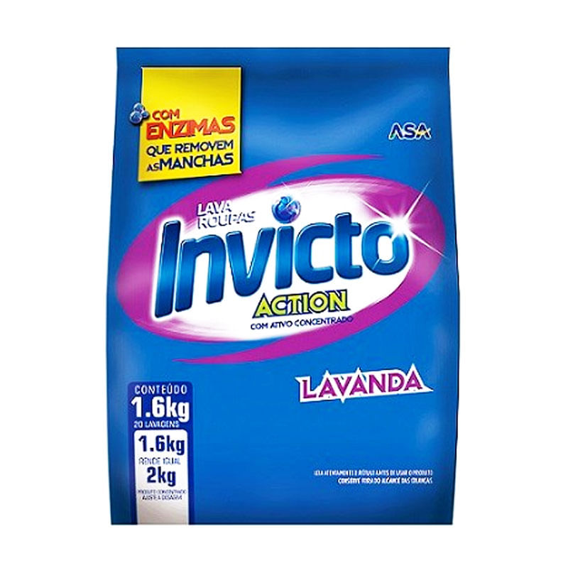 Sabão em Pó Invicto Action Lavanda 1,6kg