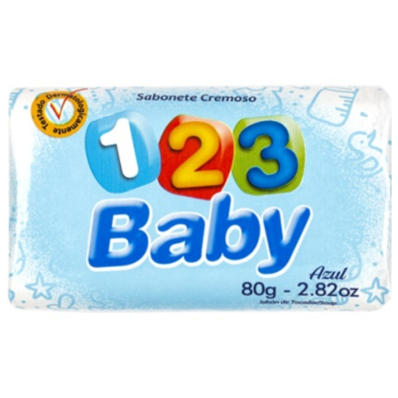 Sabonete Infantil 123 Baby Cremoso Azul 80g