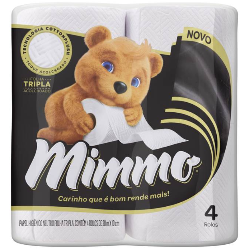 Papel Higiênico Mimmo Folha Tripla Neutro 4 Rolos 20m