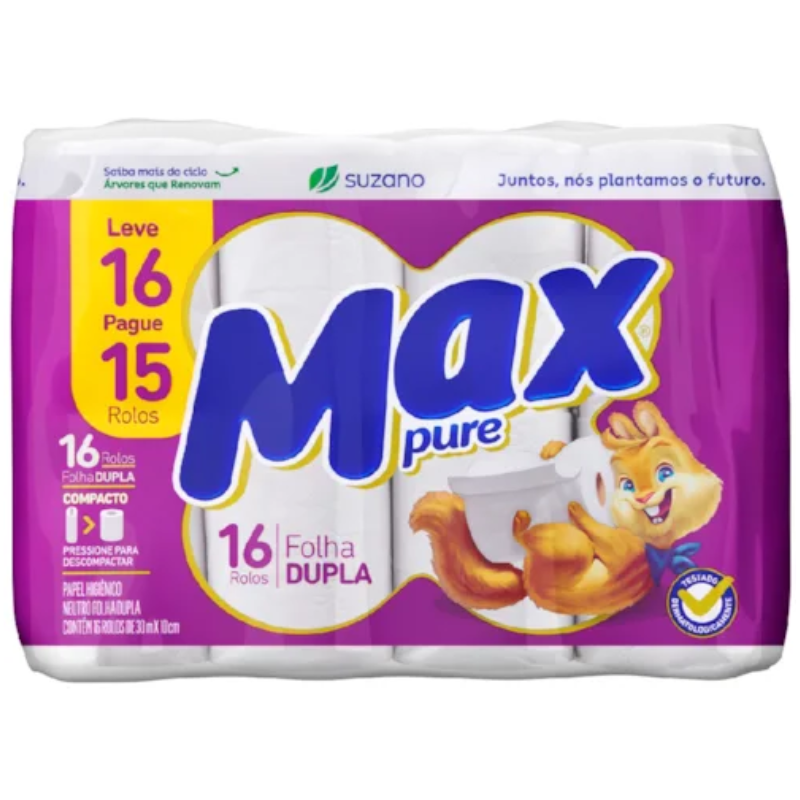 Papel Higiênico Max Pure Neutro 16 Rolos 30m