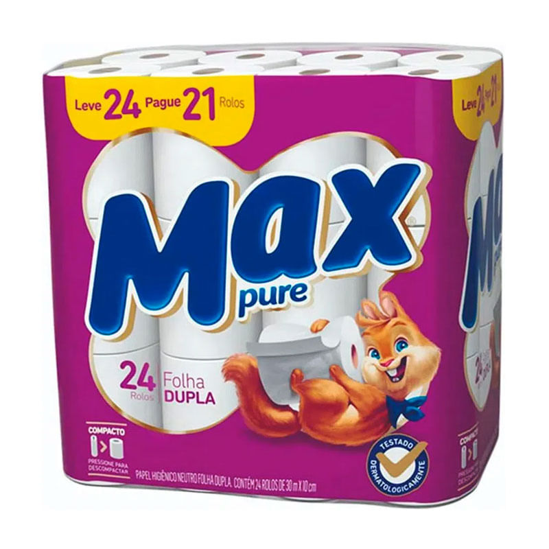 Papel Higiênico Max Pure Neutro 24 Rolos 30m