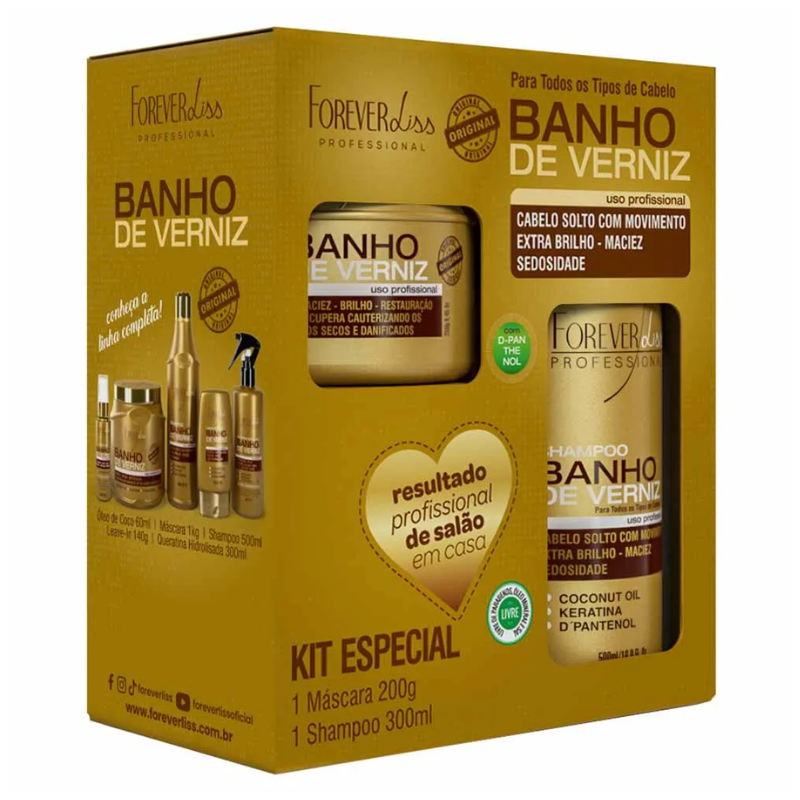 Shampoo+Máscara Forever Liss Banho de Verniz 1x2un