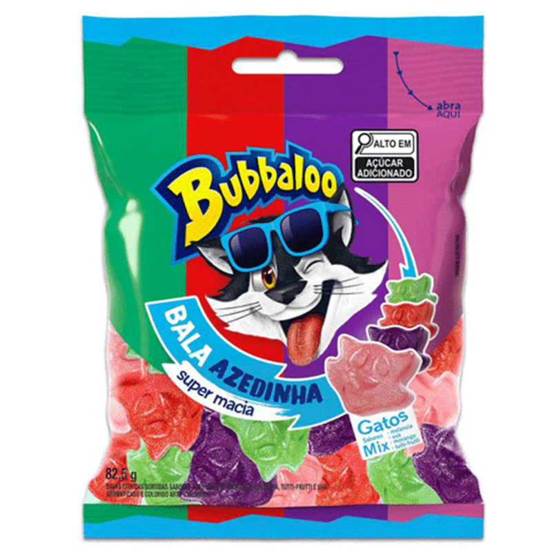 Bala Macia Bubbaloo Mix Azedinha 82,5g