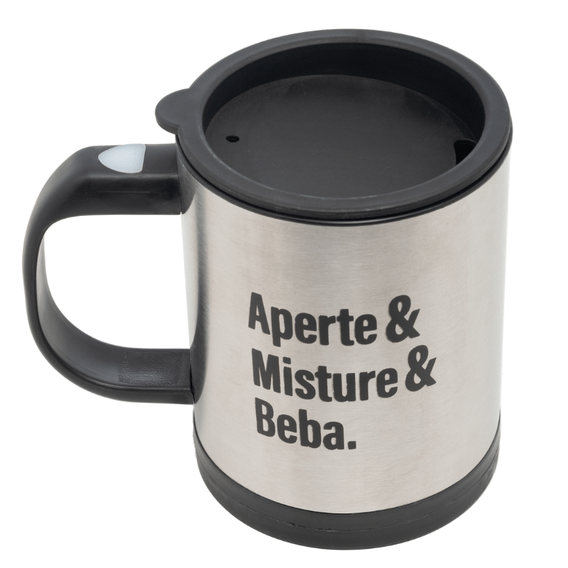 Caneca Mixer de Aço Inox com Tampa 380ml