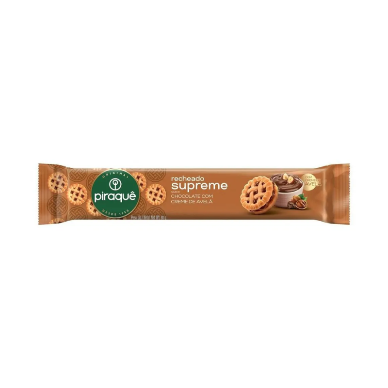 Biscoito Recheado Supreme Chocolate com Creme de Avelã Piraquê 80g 