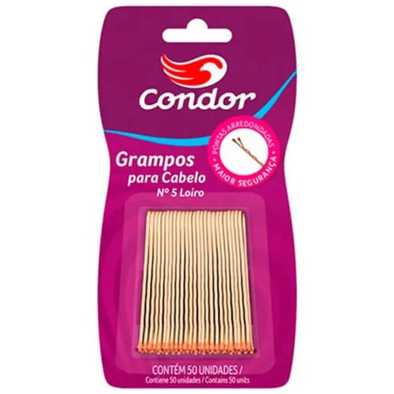 Grampo para Cabelo Condor Decor Nº 5 Loiro  1x50un.