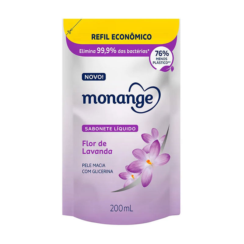 Sabonete Líquido Monange Flor Lavanda Refil  200ml 