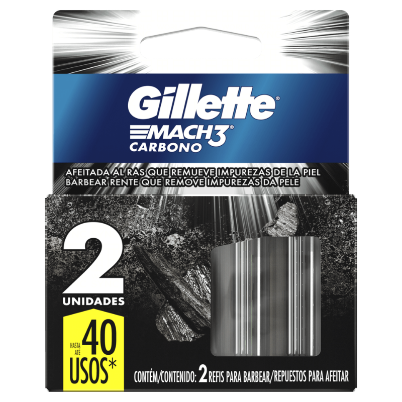 Carga Gillette Mach3 Carbono C/2 Unidades
