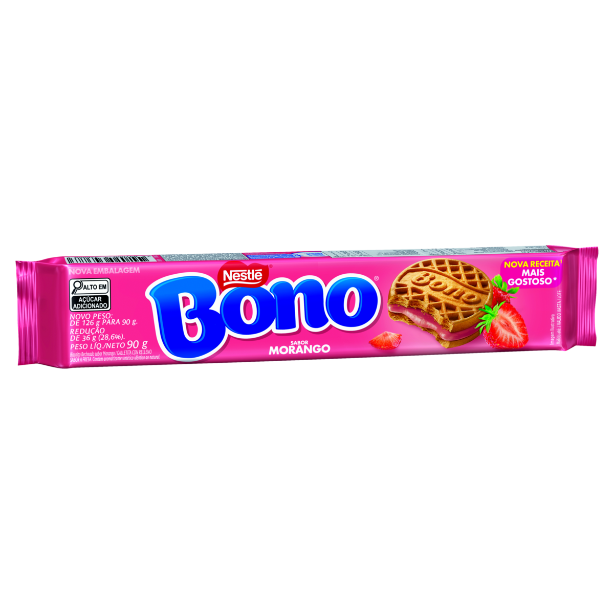 Biscoito Recheado Bono 90g Morango