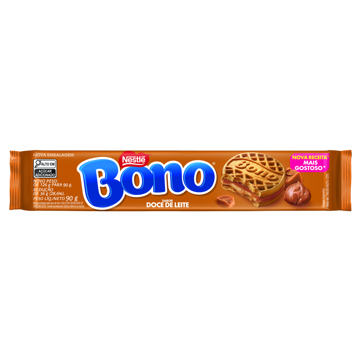 Biscoito Recheado Bono 90g Doce de Leite