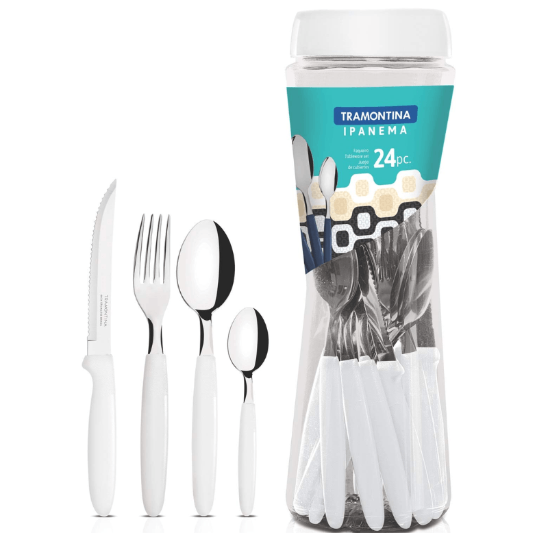 Faqueiro 24 Peças Tramontina Inox  Ipanema Branco