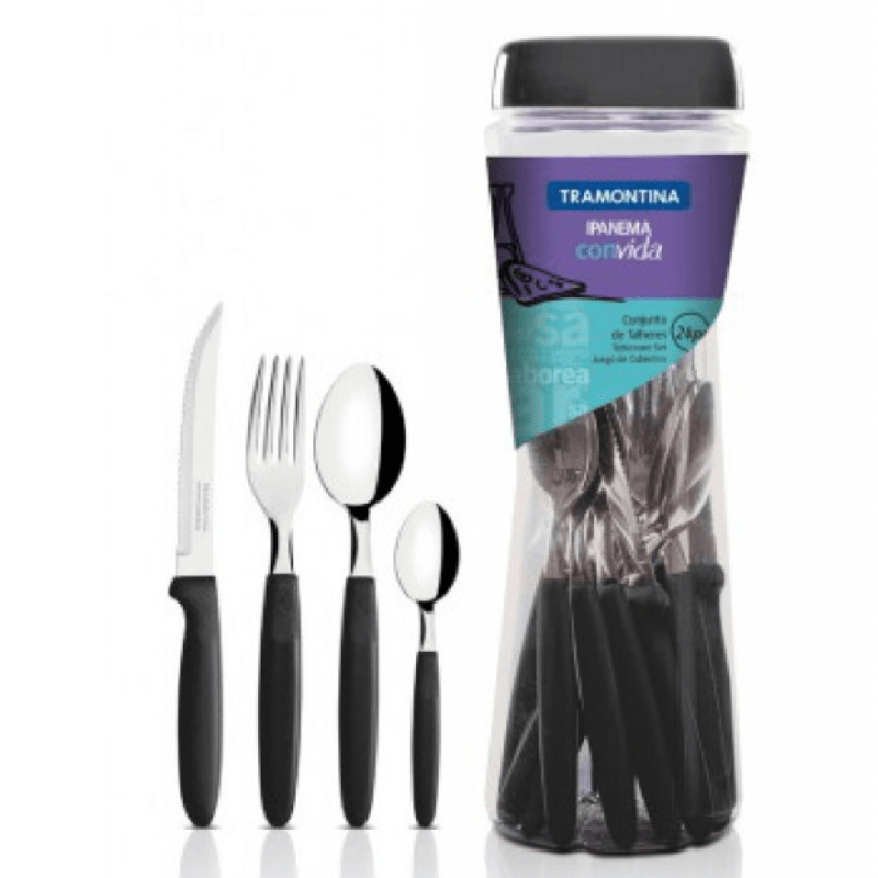 Faqueiro 24 Peças Tramontina Inox Ipanema Preto