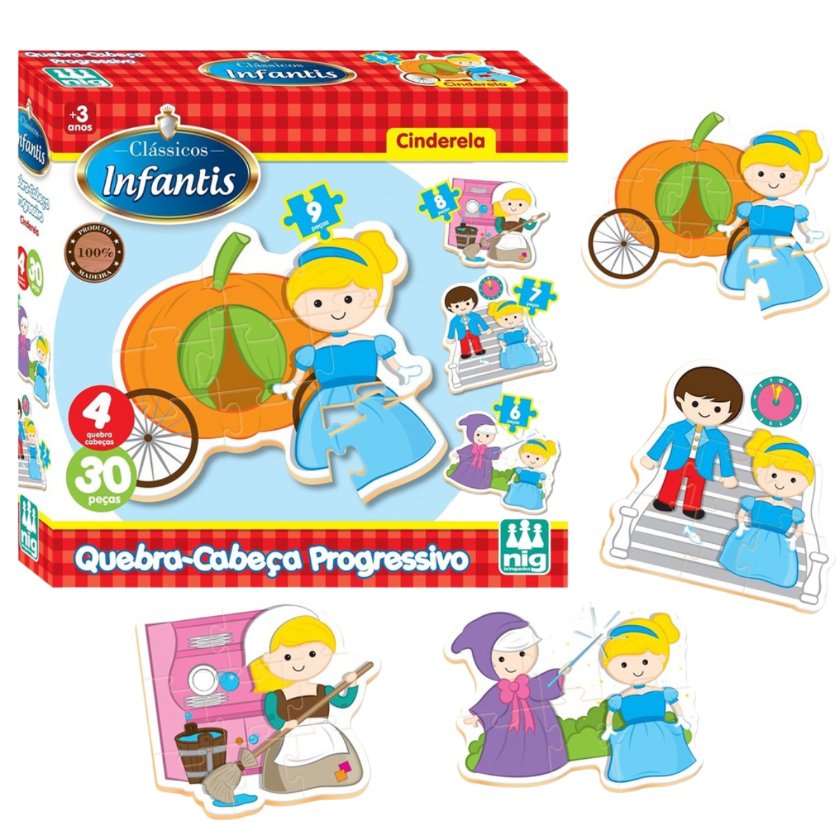 Jogo Quebra Cabeça Progressivo Cinderela Nig Brinquedos
