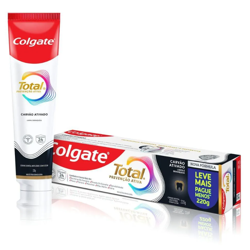 Creme Dental Colgate Total 12 Carvão Ativado 220g