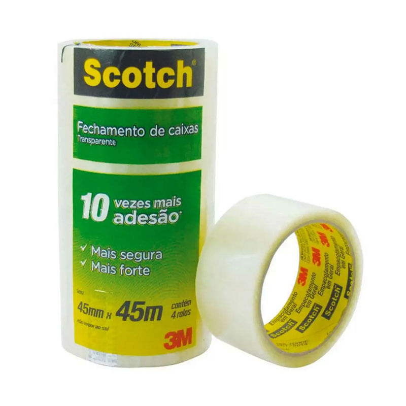 Fita Larga Adesiva Scotch Transparente 45x45m 1un