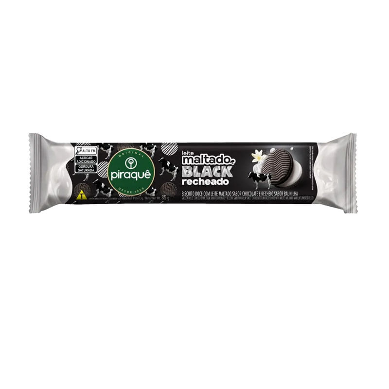 Biscoito Piraquê Leite Maltado Recheado Black Baunilha 85g