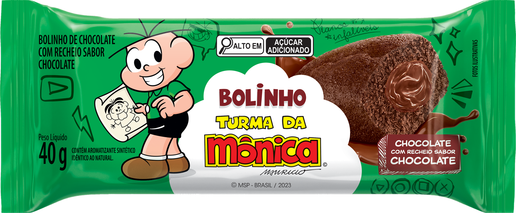 BOLINHO TURMA MONICA CS BAUNI G CHOC 40G