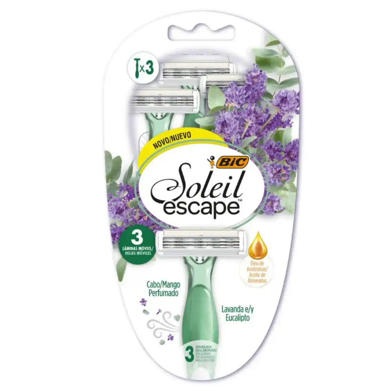 Aparelho De Barbear Bic Soleil Escape Lavanda C/3 Unidades