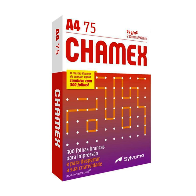Papel Oficio A4 Branco Chamex 75g 300 Folhas