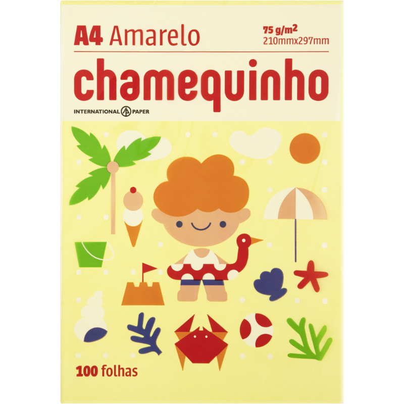Papel Oficio A4 Chamequinho Amarelo 100 Folhas