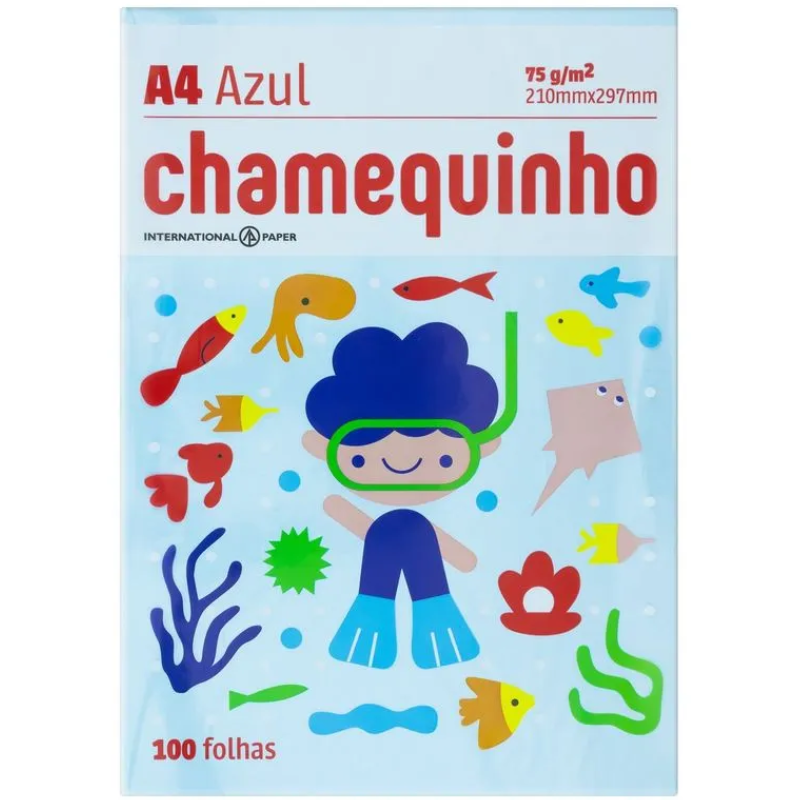 Papel Oficio A4 Chamequinho Azul 100 Folhas